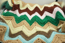 Load image into Gallery viewer, Vintage Brown, Pink, Green, Zig-Zag Blanket - ohiohippiessmokeshop.com
