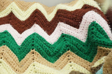 Load image into Gallery viewer, Vintage Brown, Pink, Green, Zig-Zag Blanket - ohiohippiessmokeshop.com
