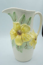 Load image into Gallery viewer, Vintage Bright Yellow Flowers Pitcher with Handle, Ceramic, Holland Mold
