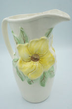 Load image into Gallery viewer, Vintage Bright Yellow Flowers Pitcher with Handle, Ceramic, Holland Mold
