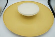 Load image into Gallery viewer, Vintage Tupperware Gold Chip &amp; Dip Appetizer Party Tray With Attached Bowl
