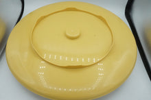 Load image into Gallery viewer, Vintage Tupperware Gold Chip &amp; Dip Appetizer Party Tray With Attached Bowl
