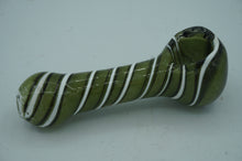 Load image into Gallery viewer, green. white and black striped pipe- ohiohippies.com
