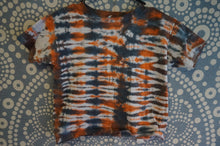 Load image into Gallery viewer, Tie-Dye Orange/Blue Kid Shirt with Tie-Dye Mask -
