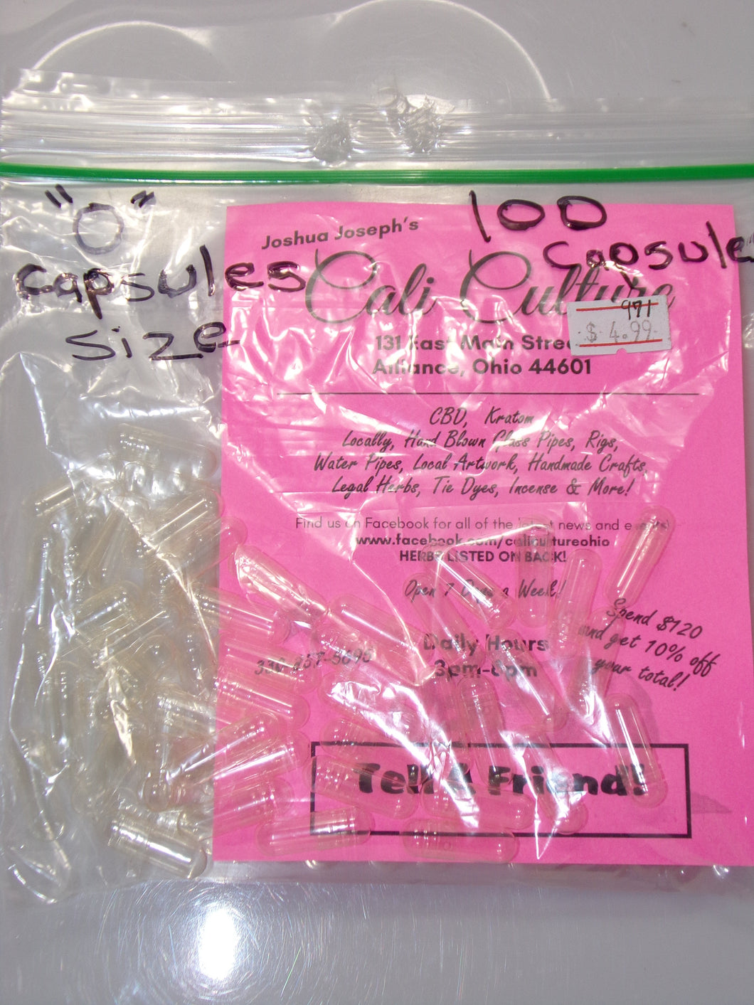Size ''0'' Capsule Size 100 Capsules