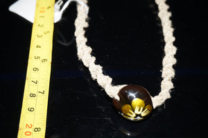 The Golden Flower bead pendant with hemp chain - Caliculturesmokeshop.com