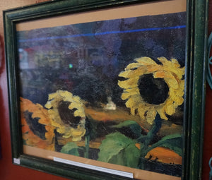 Sunflowers in the Windstorm by Emil Nolde German print in Wood Frame - Caliculturesmokeshop.com