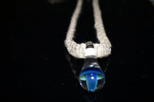 The Black Top Blue Mushroom glass pendant with hemp chain - Caliculturesmokeshop.com