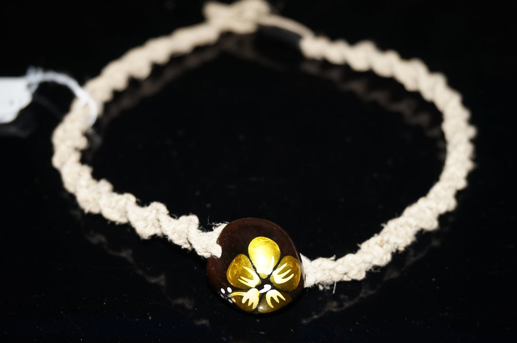 The Golden Flower bead pendant with hemp chain - Caliculturesmokeshop.com