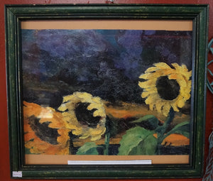 Sunflowers in the Windstorm by Emil Nolde German print in Wood Frame - Caliculturesmokeshop.com