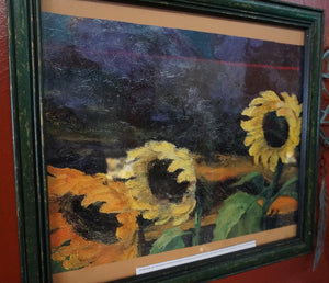 Sunflowers in the Windstorm by Emil Nolde German print in Wood Frame - Caliculturesmokeshop.com